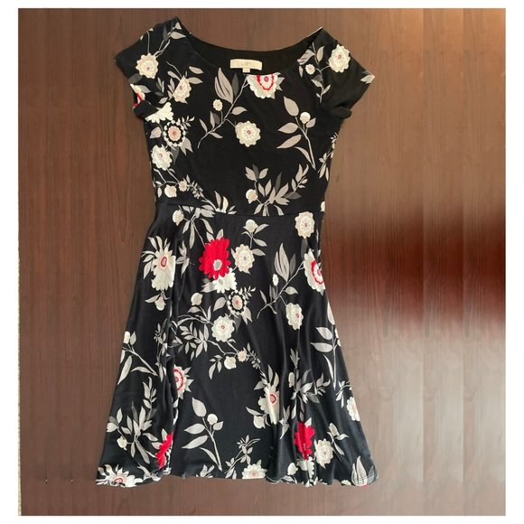 Ann Taylor LOFT Cap Sleeve Floral Cotton Midi Dress Size Medium - Picture 1 of 4